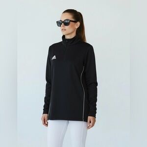 Adidas Pullover Sweatshirt Quarter Zip Athletic Top Black White Large‎